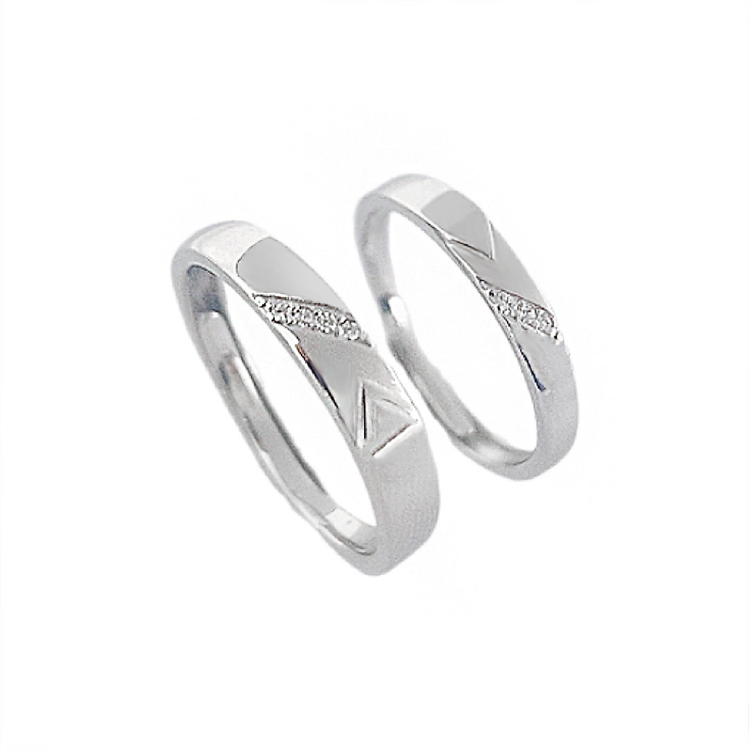 S925 Sterling Silver Heart Couple Ring — Adjustable
