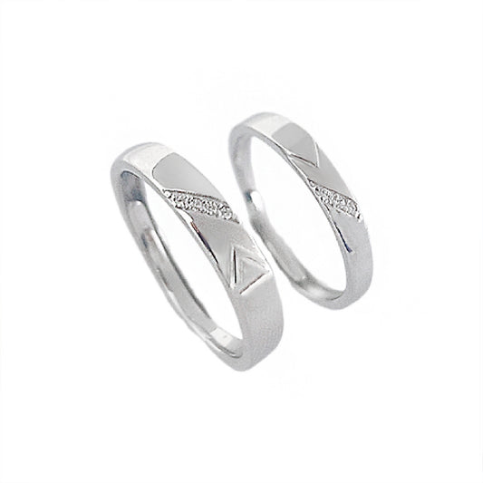 S925 Sterling Silver Heart Couple Ring — Adjustable