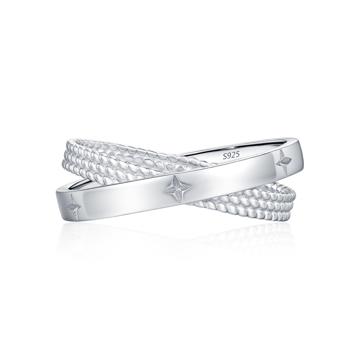 925 Sterling Silver Cross Star Ring