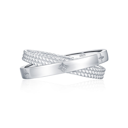 925 Sterling Silver Cross Star Ring