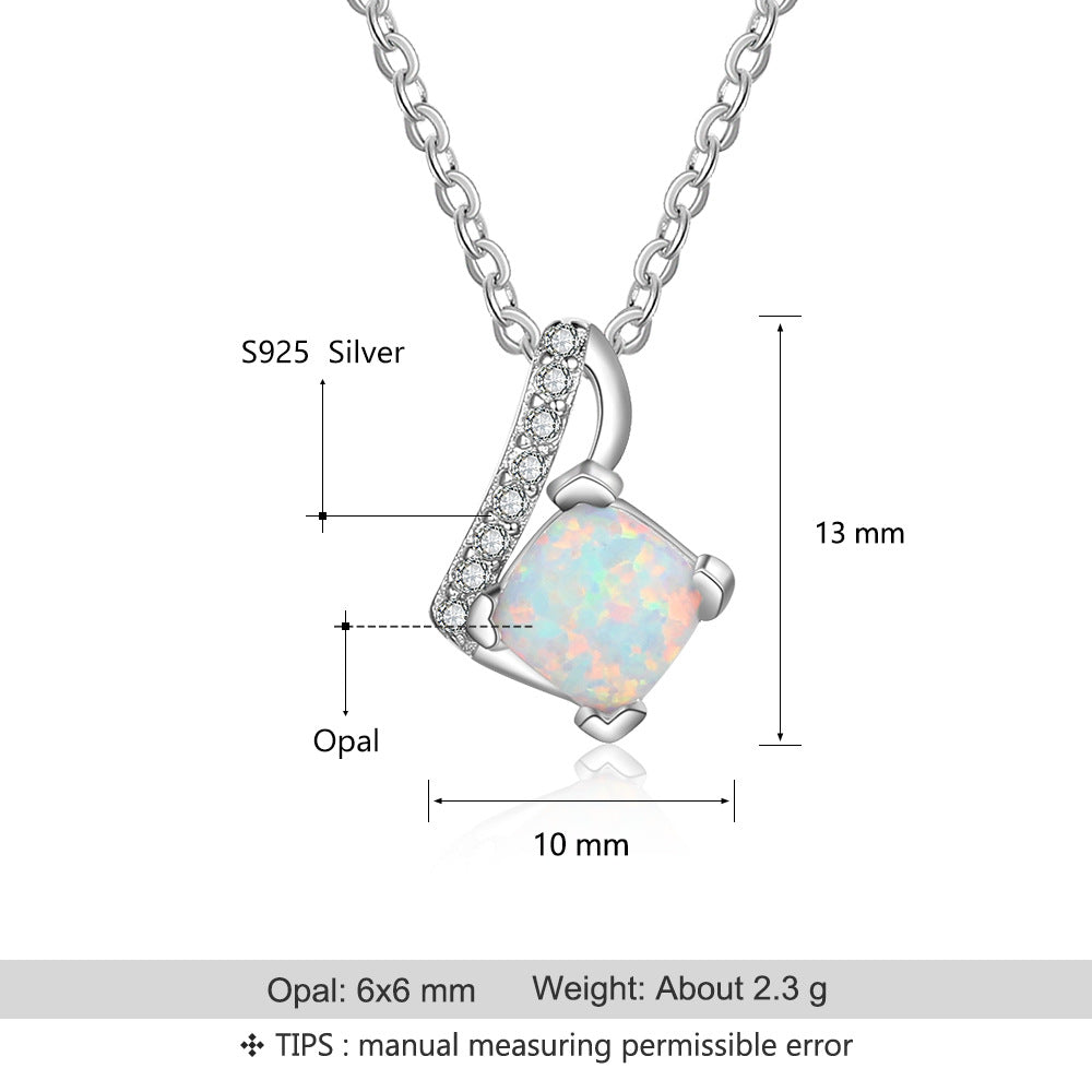 Planderful Jewelry Opal Necklace In Sterling Silver For Everyday Wear Korean Style