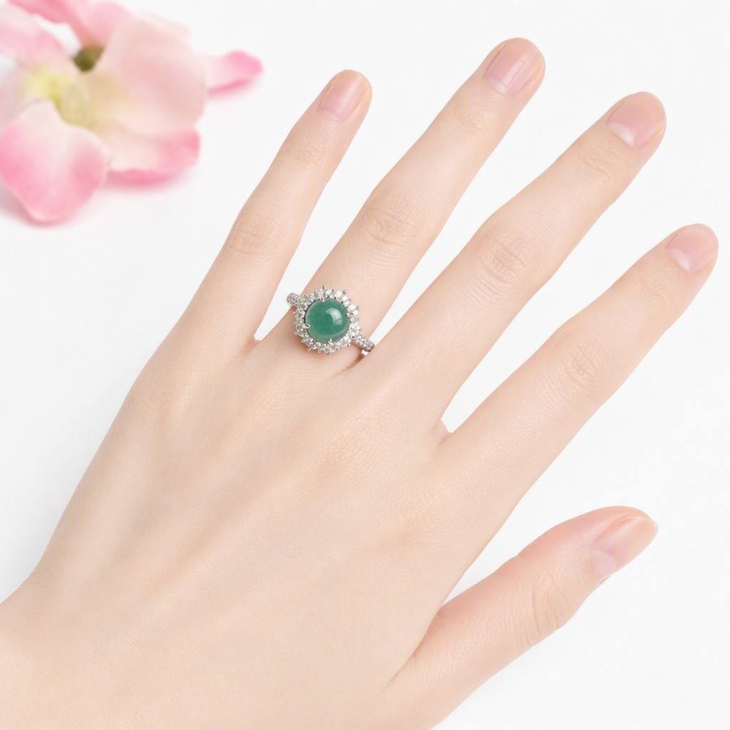 Blue Water Jadeite Statement Ring