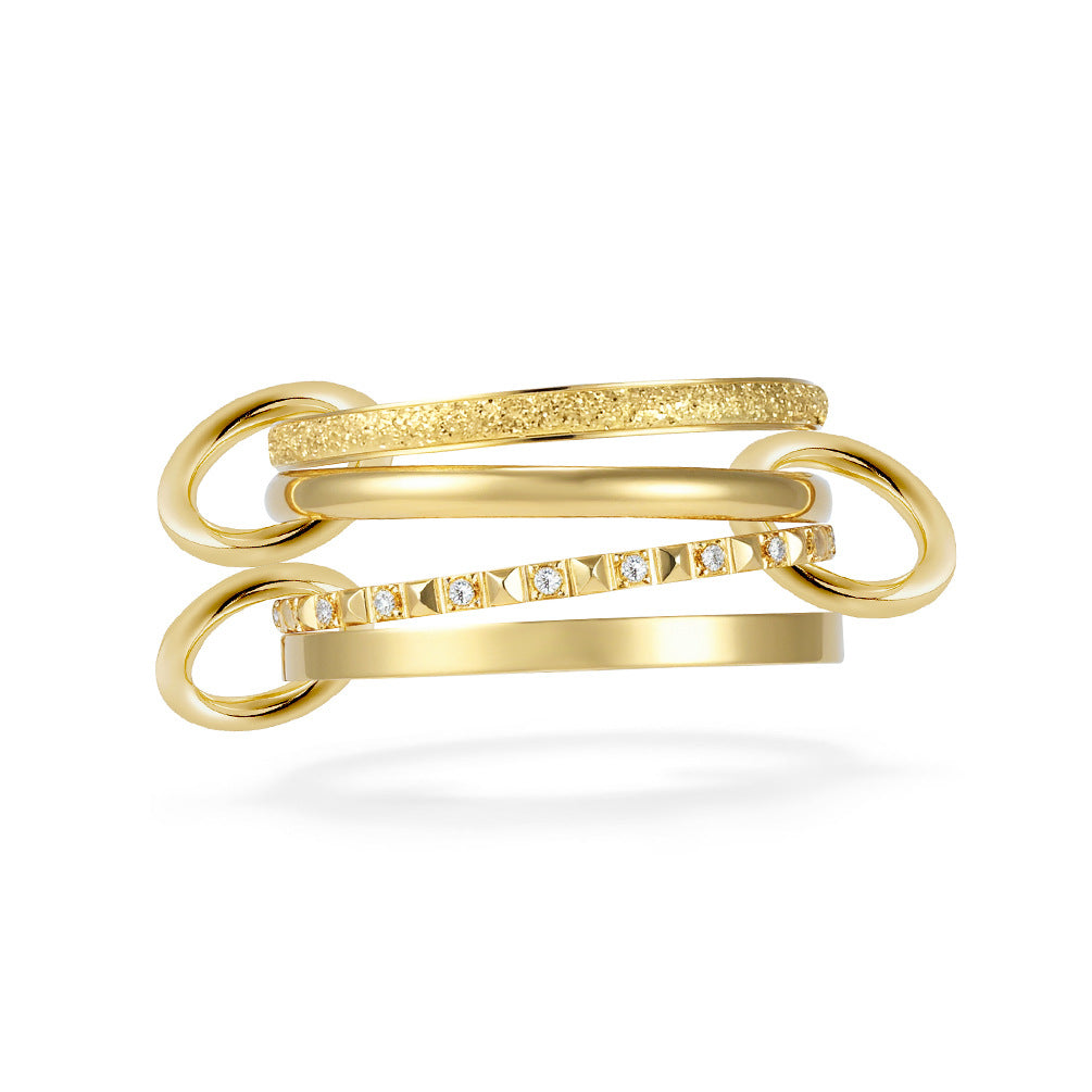Planderful Everyday Genie Titanium Steel Ring For Unisex Stacked Niche Texture With Zircon Sparkle