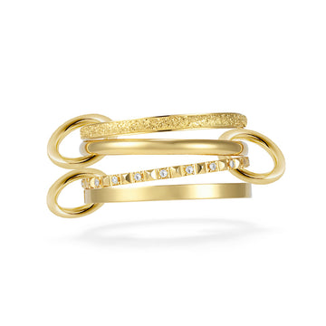 European and American four rings stacked titanium steel ring women's fashion high sense light luxury zircon niche texture design hand jewelry unisex protection statement