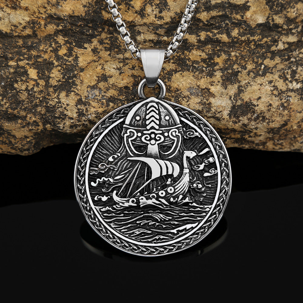 Viking Pirate Ship Titanium Steel Necklace for Men