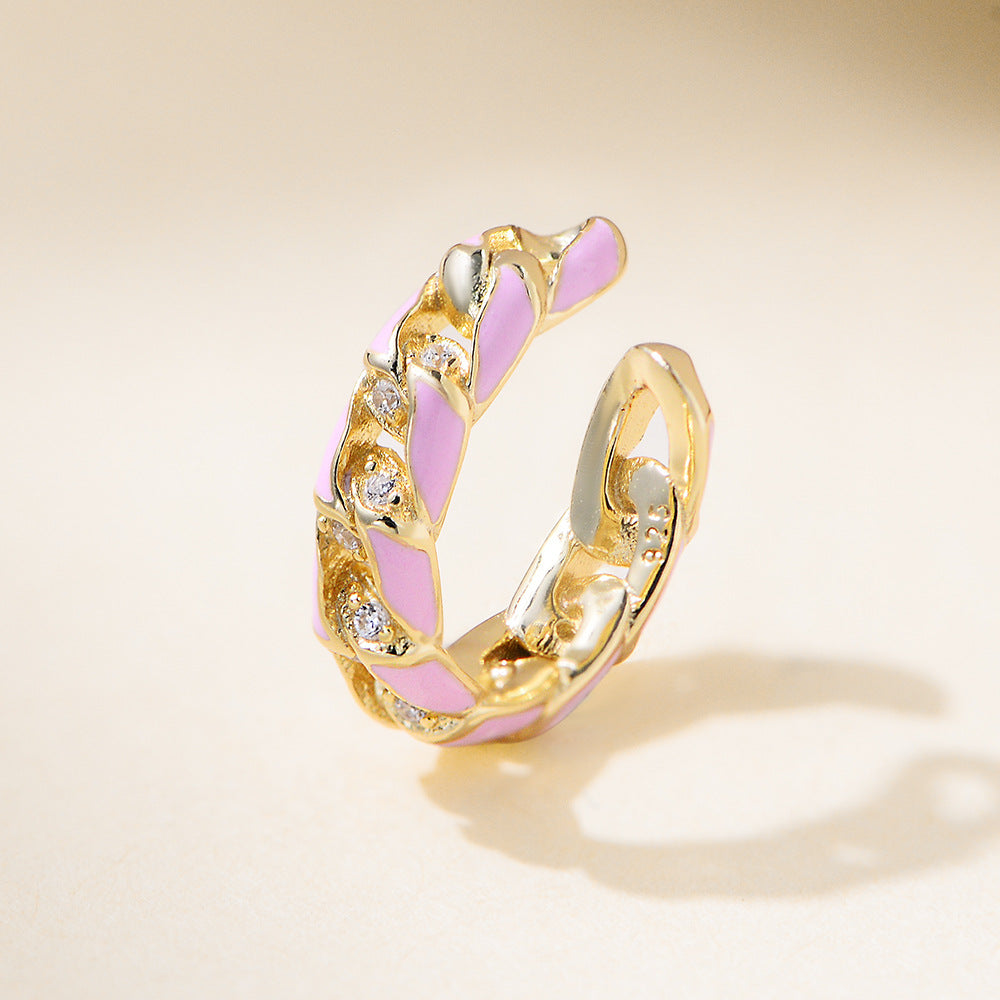 Planderful S925 Sterling Silver Zircon Clip Earrings for Non Pierced Ears Luxurious Hollow Out Epoxy Design