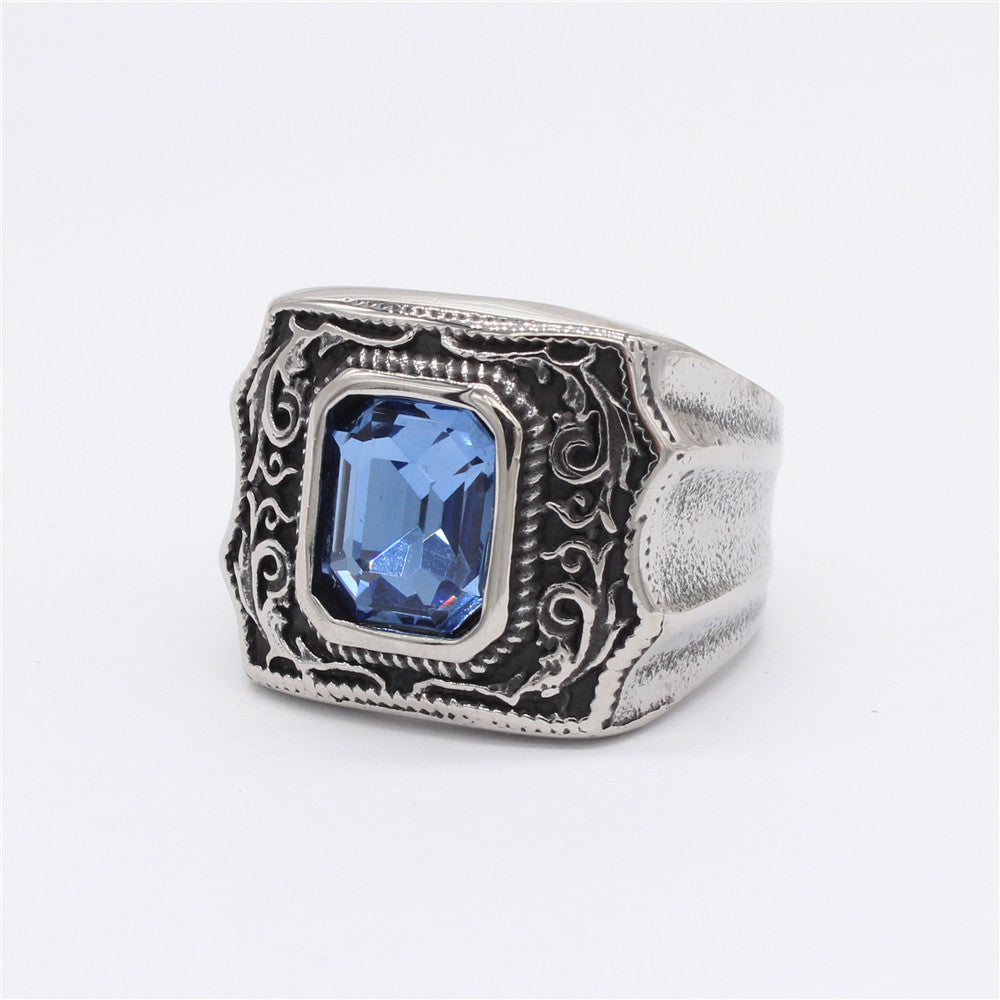 Titanium Steel Zircon Square Ring