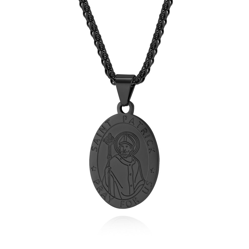 Patron Saint Necklace For Men Durable Titanium Steel Planderful Versatile Cultural Pendant