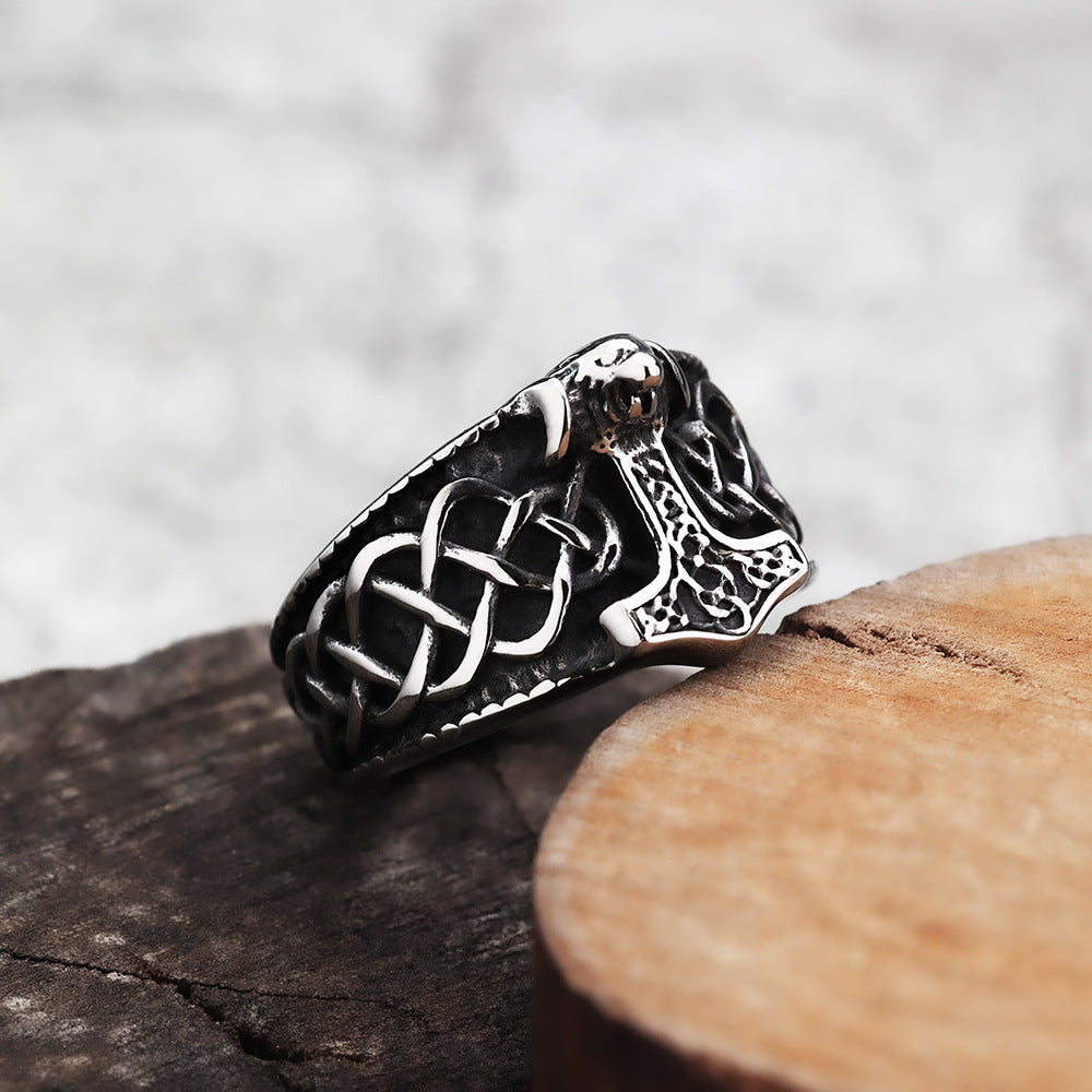 Nordic Vintage Stainless Steel Men's Viking Quake Ring