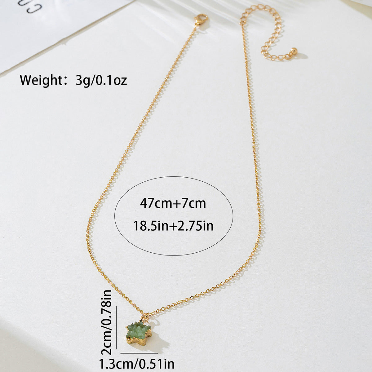 Planderful Vienna Verve Necklace – Stylish Minimalist Metal Chain with Cute Green Star Pendant