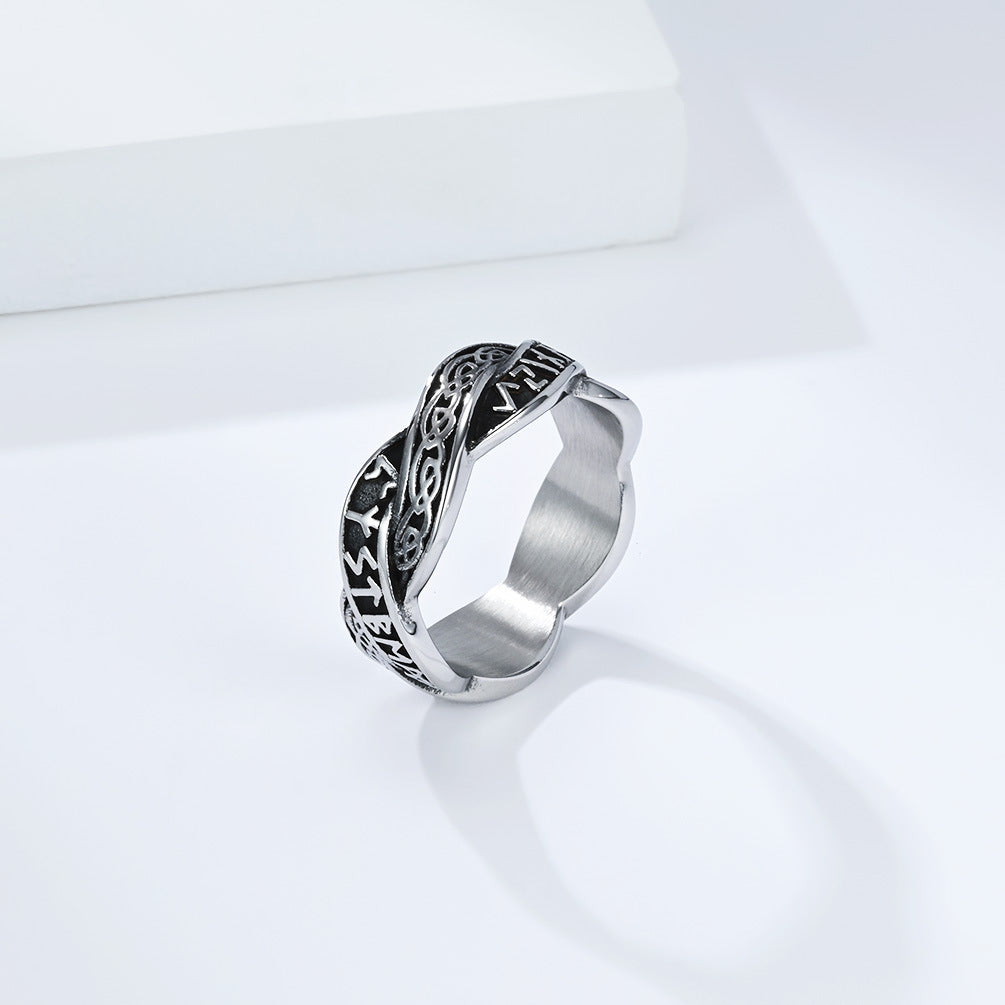 Planderful Stainless Steel Viking Ring With Eternal Knot Weave For Unisex Jewelry
