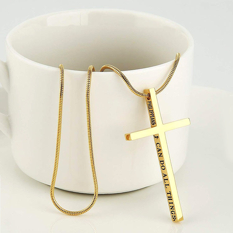 Planderful Stainless Steel Cross Necklace For Men With Textured Snake Chain Durable Everyday Gift