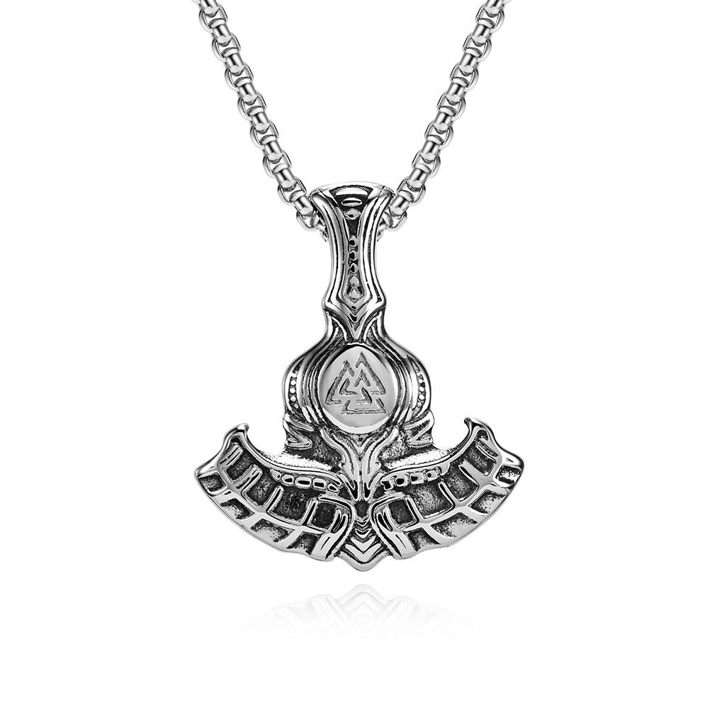 Vintage Nordic Style Viking Odin Tomahawk Necklace for Men