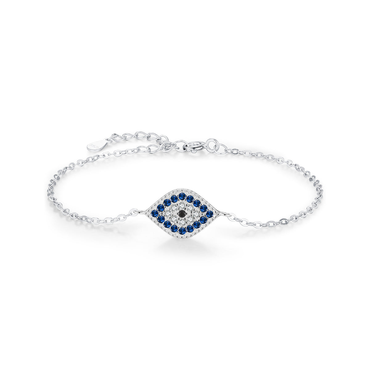 925 Sterling Silver Blue Eye Geometric Bracelet