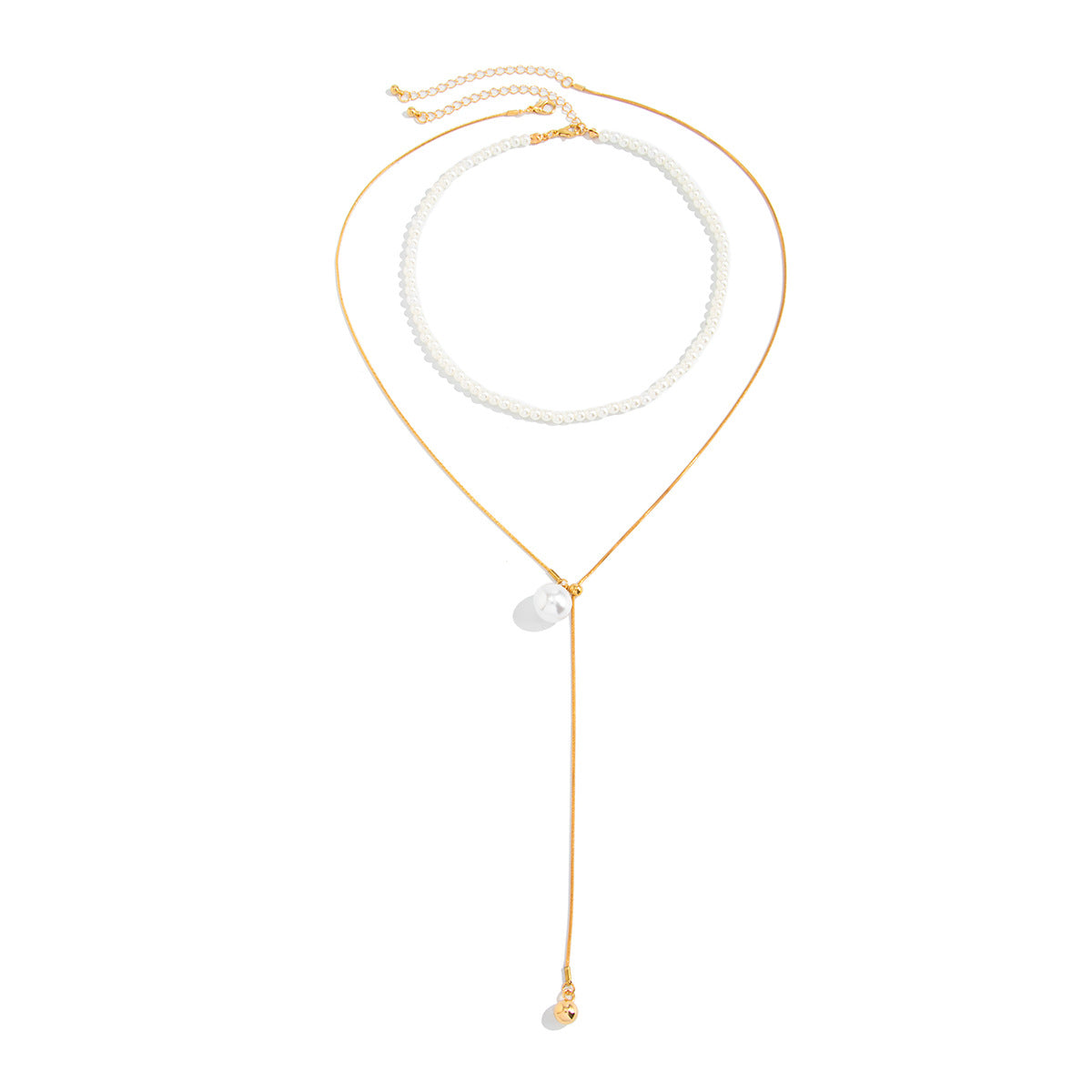Adjustable Pearl Double-Layer Snake Chain Necklace