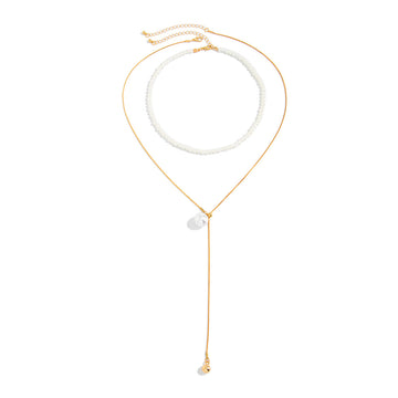Adjustable Pearl Double-Layer Snake Chain Necklace