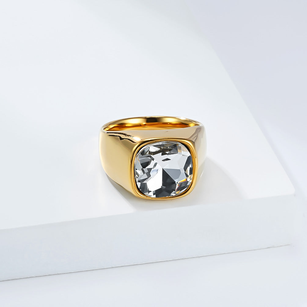 Planderful Stainless Steel Zircon Ring Unisex Bold Statement For Men Women Everyday Genie Collection