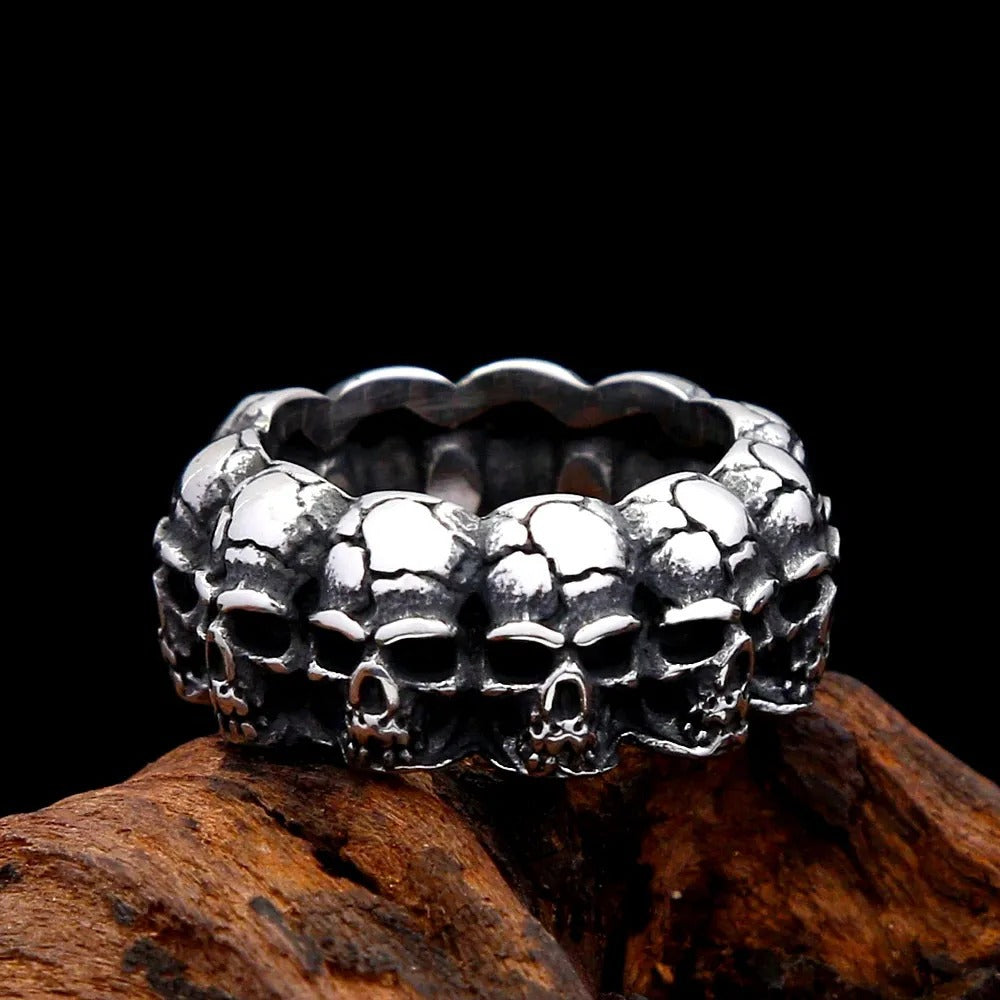 Punk Skull Viking Stainless Steel Men's Ring