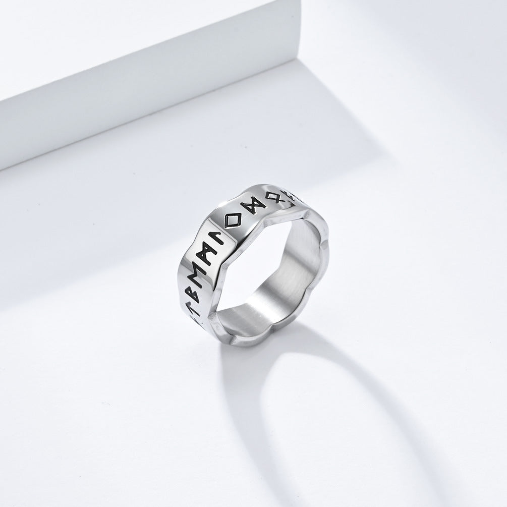 Planderful Viking Ring For Men Nordic Style Retro Titanium Steel Jewelry With Bold Cultural Appeal