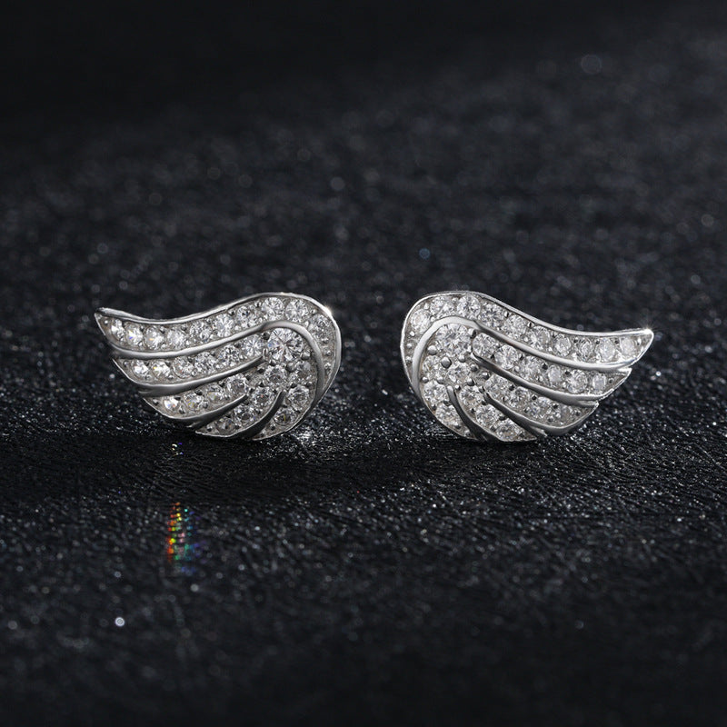 Angel Wings Zircon Earrings in Sterling Silver