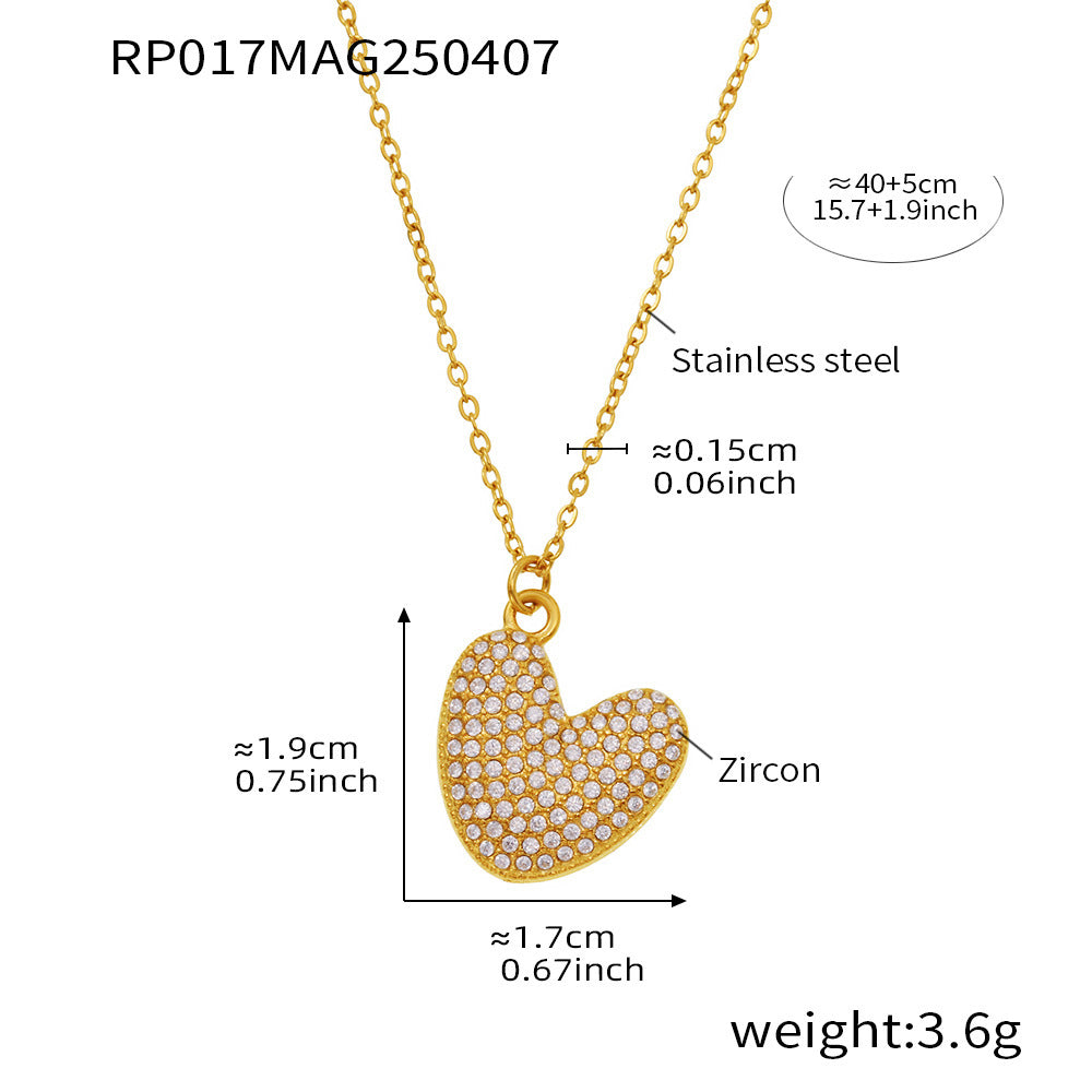Planderful 26 Letter Zircon Necklace Gold Plated Hip Hop