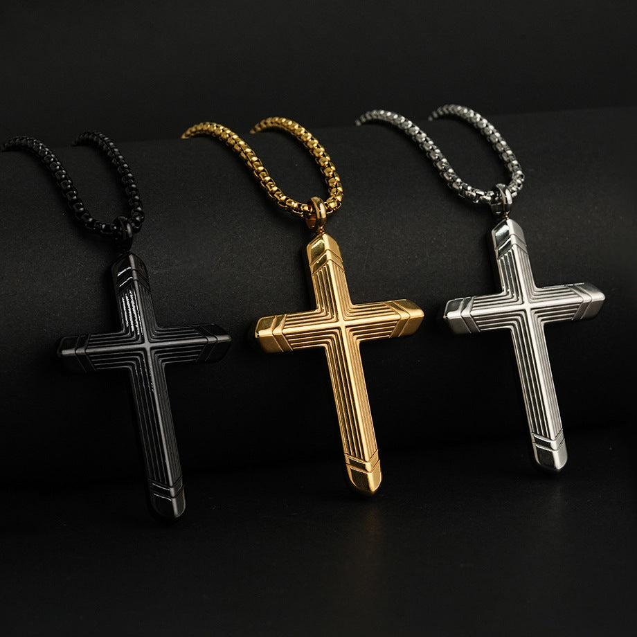 Planderful Everyday Genie Titanium Steel Cross Necklace Unisex Pendant For Everyday Wear Modern Style