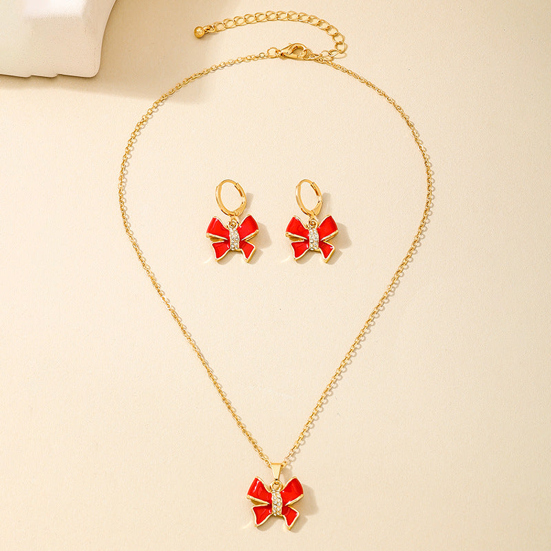 Charming Red Bow Jewelry Set for Women by Planderful