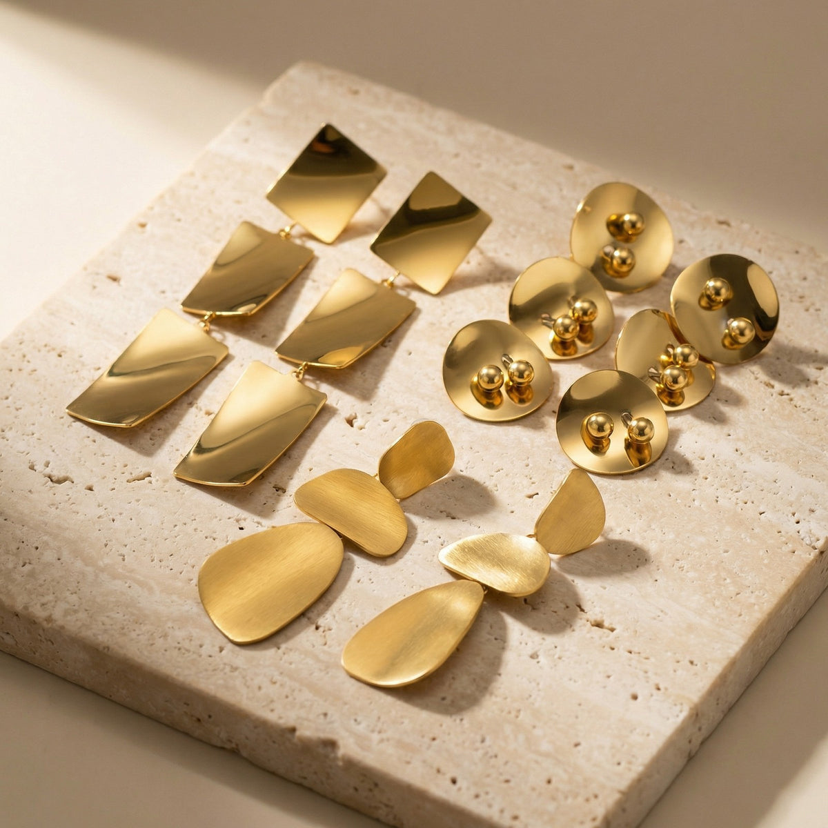 Gold-Plated Sculptural Drop Earrings