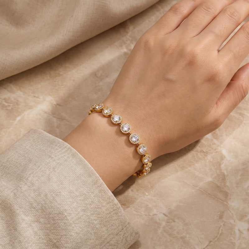 Dopamine Color Full Zircon Bracelet Gypsy Stainless Steel Women's