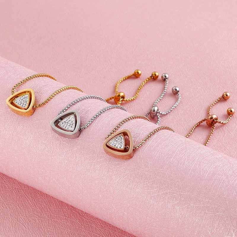 Daily Commuting Minimalist Stainless Steel Geometric Zircon Bracelet Square Pearl Chain