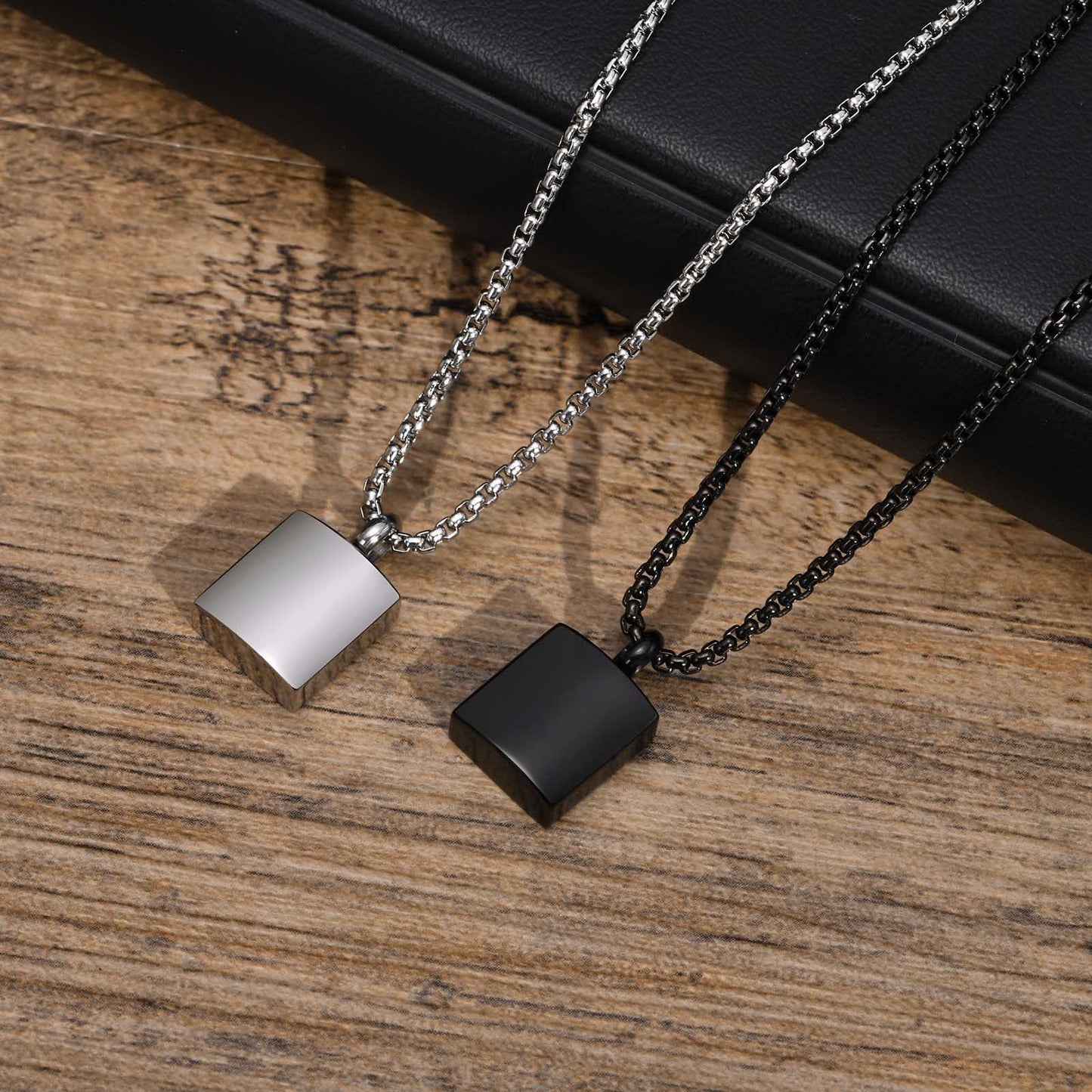Stainless Steel Simple Small Square Surface Light Pendant for Men