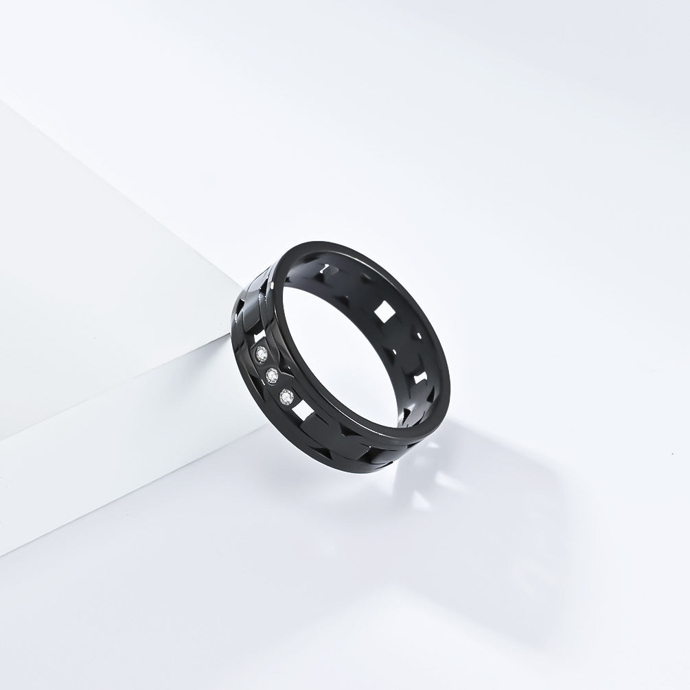 New Laser Cut Titanium Steel Ring for Men and Women