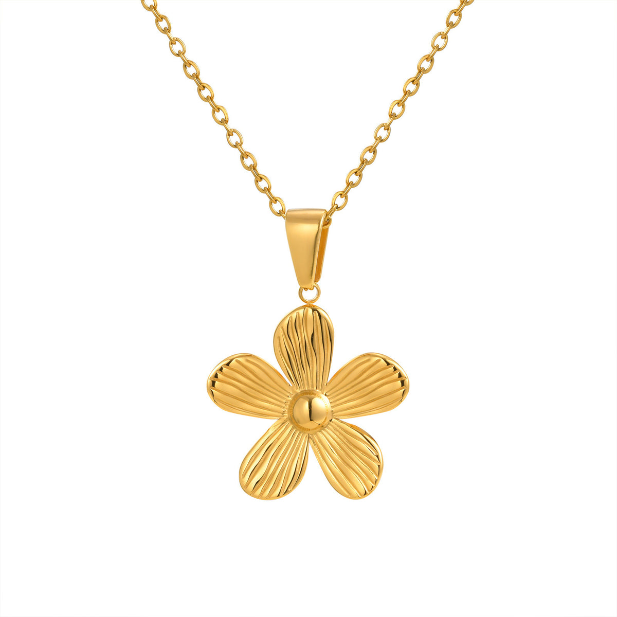 Flower Geometric Gold-Plated Stainless Steel Necklace