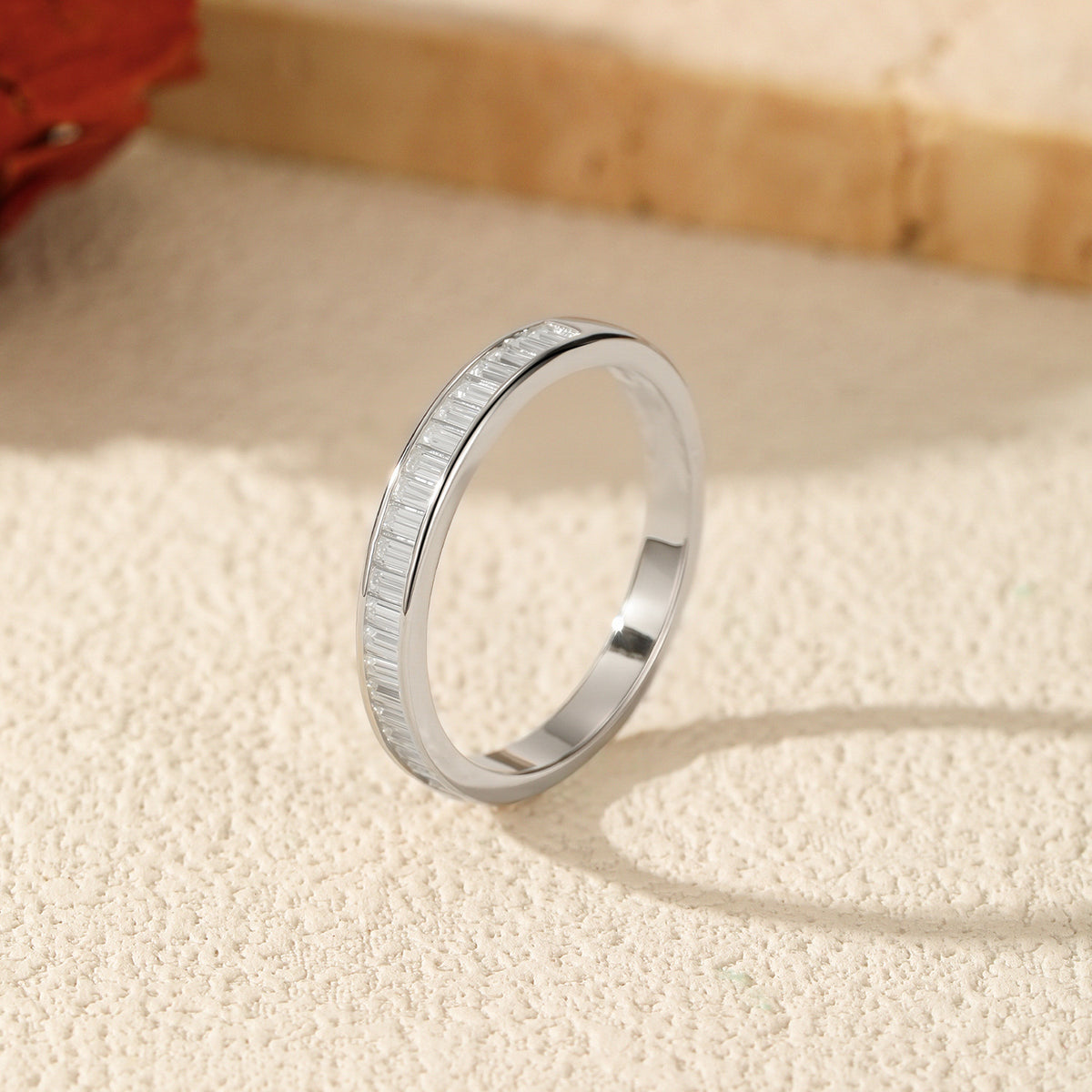 S925 Sterling Silver Ladder-Style Moissanite Ring