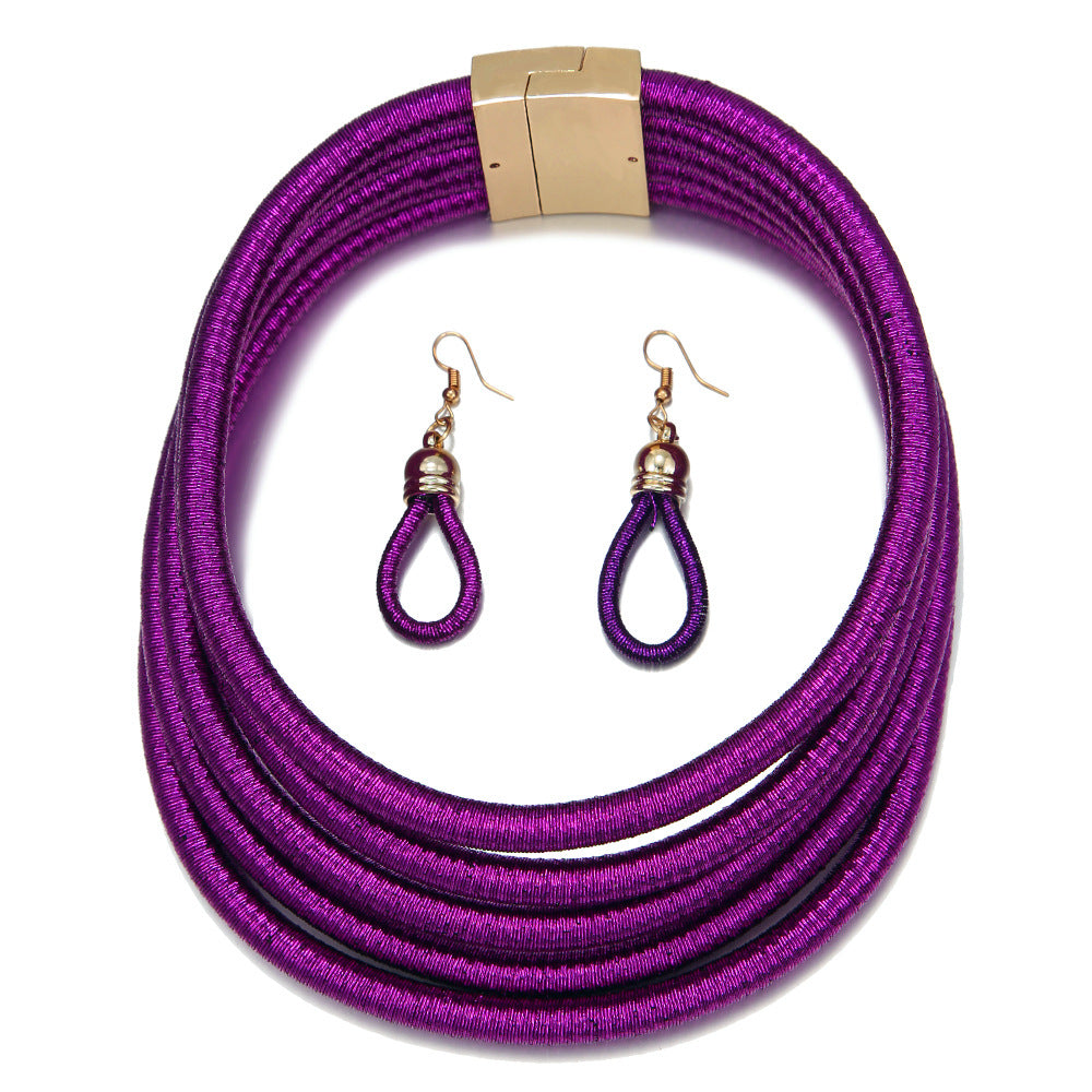 European and American Style Multi-layer Braided Black Necklace Set with Cross-border Choker - Elegant Jewelry Set