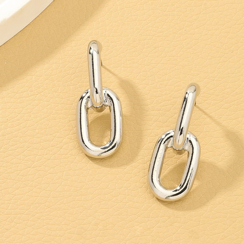 Chic Metal Chain Buckle Earrings - Vienna Verve Collection