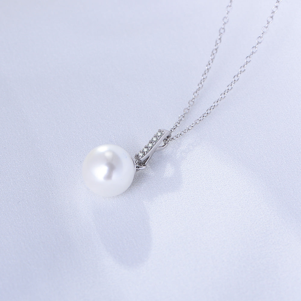 And Zircon Pendant S925 Sterling Silver Pearl Necklace