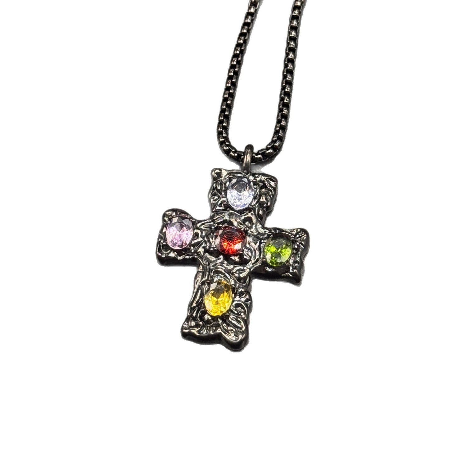 Planderful Cross Necklace Titanium Steel Gold Plated Multicolor Beating Pattern For Fashion Lovers