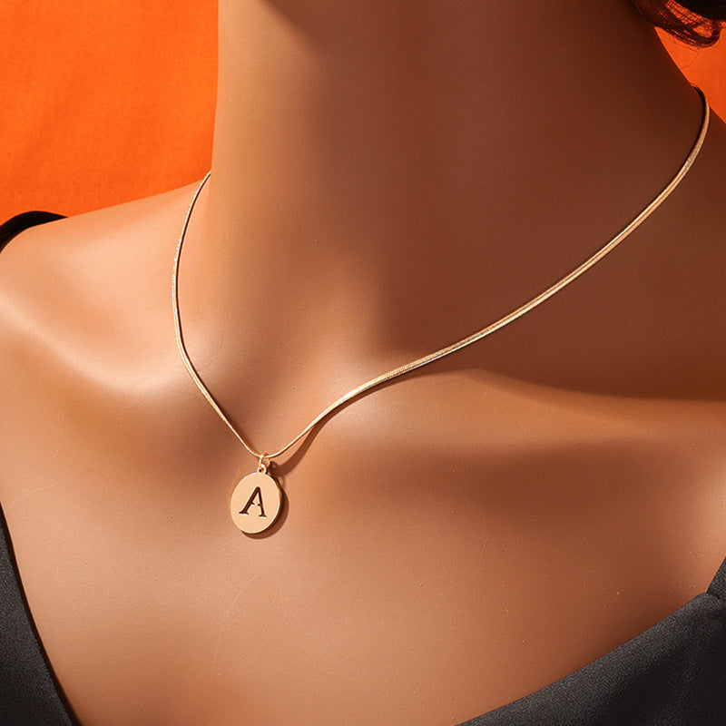 Chic Metal Chain Necklace with Hollow Letter Pendant