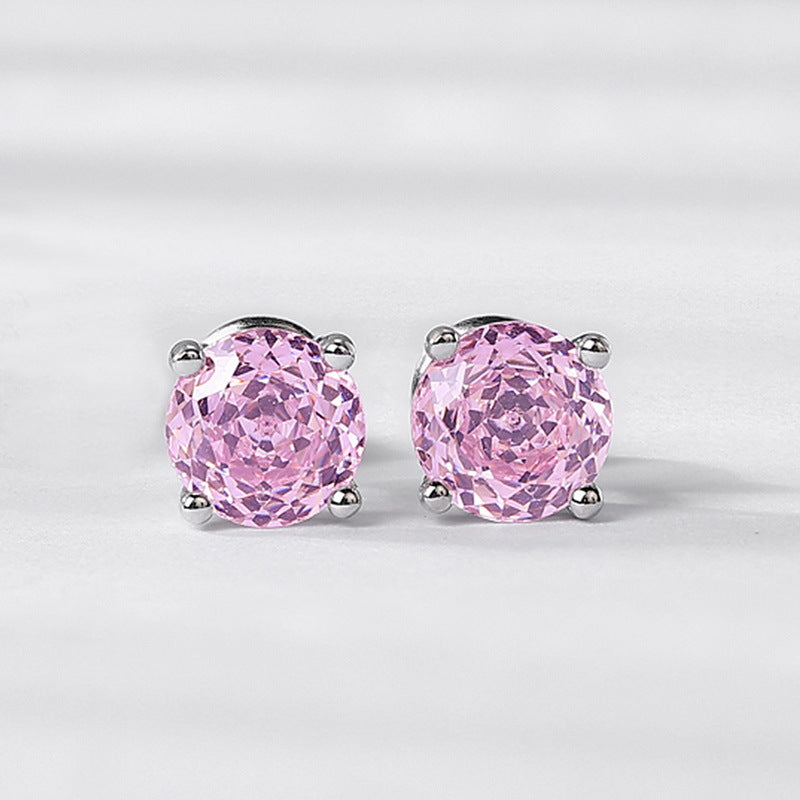 S925 Sterling Silver Zircon Rose Stud Earrings
