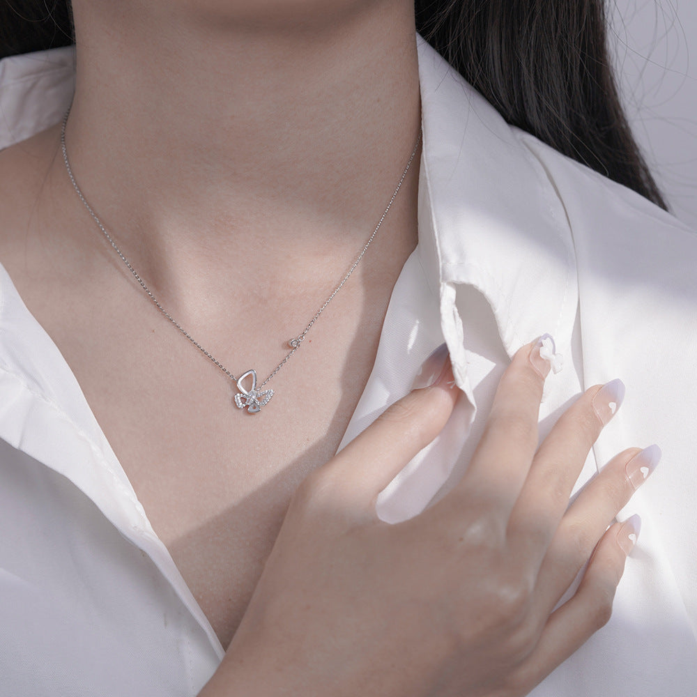 Fresh And Sweet 925 Sterling Silver Butterfly Necklace