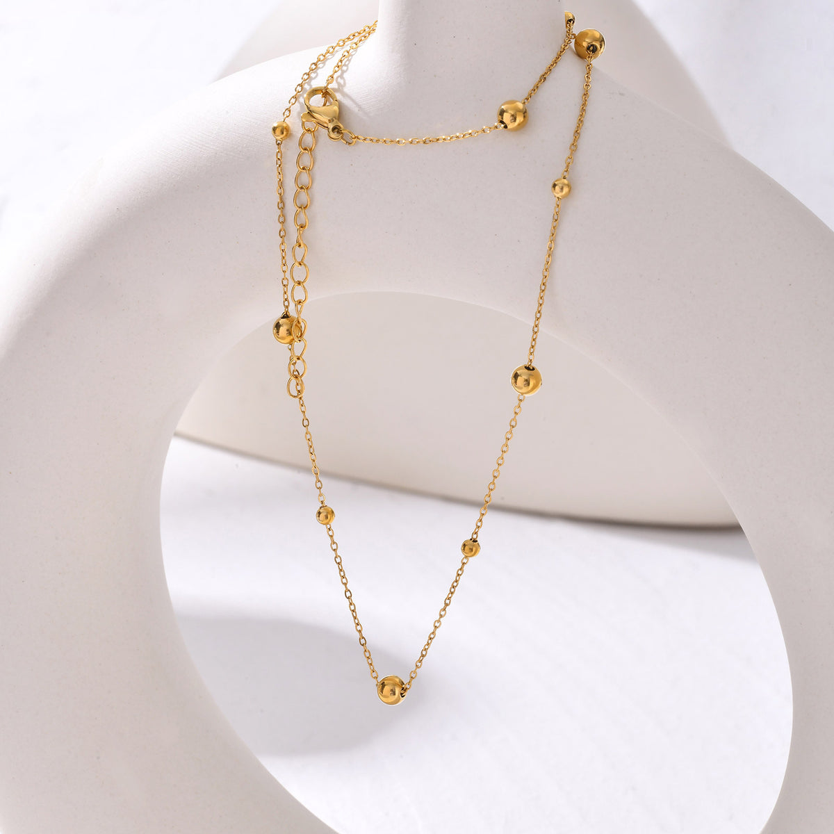Stainless Steel Flat Cross Chain – Steel Ball Gold Necklace Women