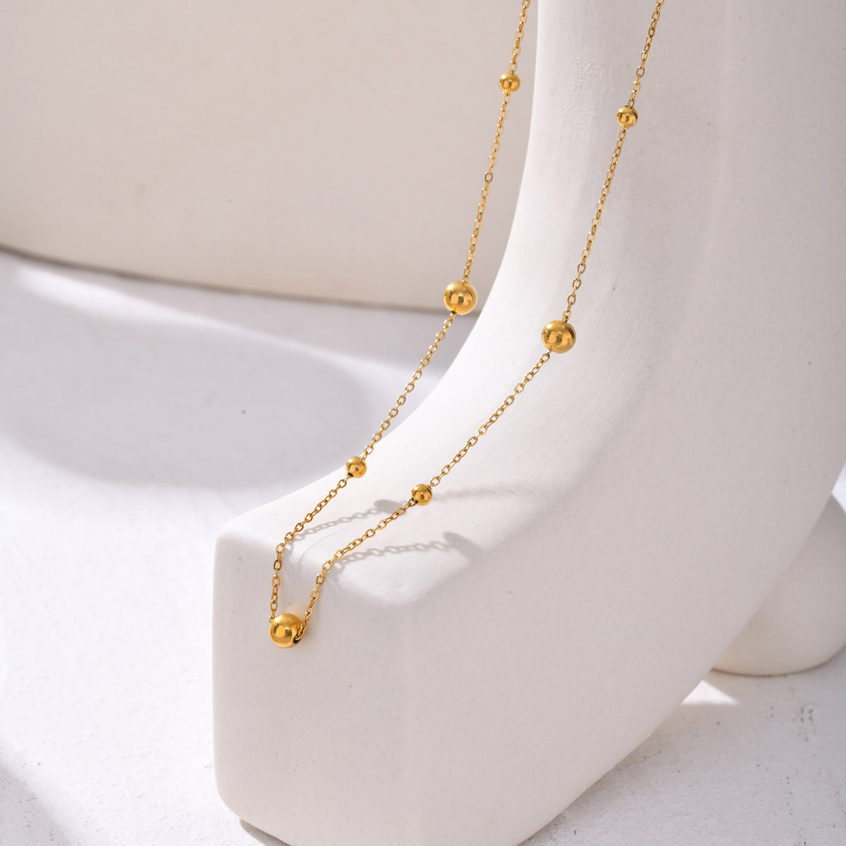 Stainless Steel Flat Cross Chain – Steel Ball Gold Necklace Women