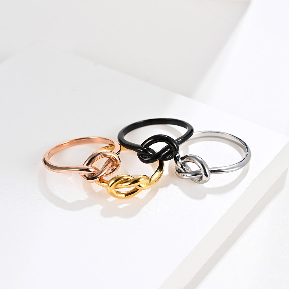 Steel Ring - Elegant Love Knot Stainless Steel Band For Proposals And Everyday Wear