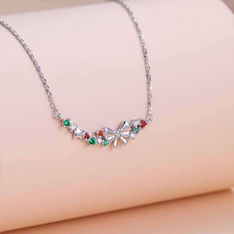 Autumn and Winter New S925 Sterling Silver Bow Necklace