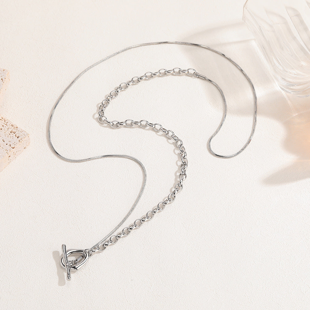 Planderful Jewelry 18K Gold Plated Steel Necklace With Adjustable Sweater Chain For Women