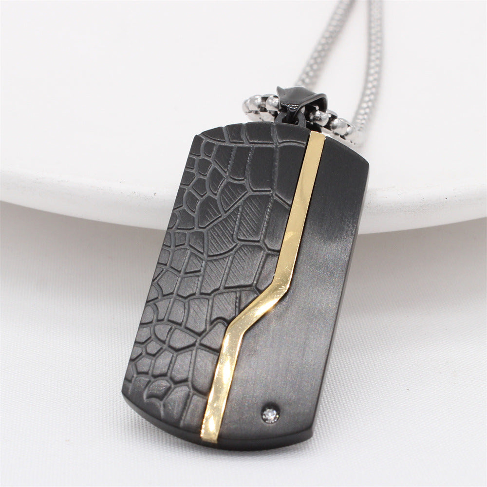 Planderful Titanium Steel Pendant for Men and Women Unisex Minimalist Military Style Statement Necklace