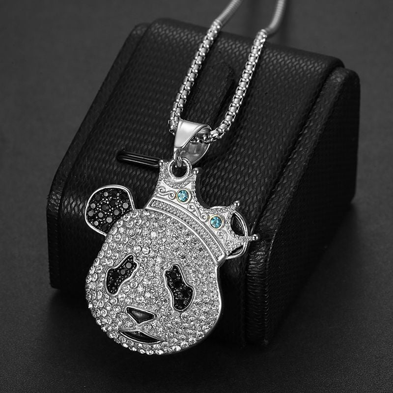 Rhinestone Necklace - Statement Cartoon Crown Design