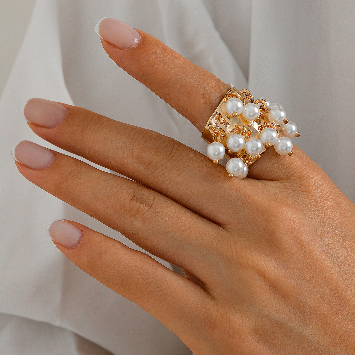 Planderful Boho Pearl Fringe Ring For Women Turquoise Accent Statement Jewelry Vienna Verve
