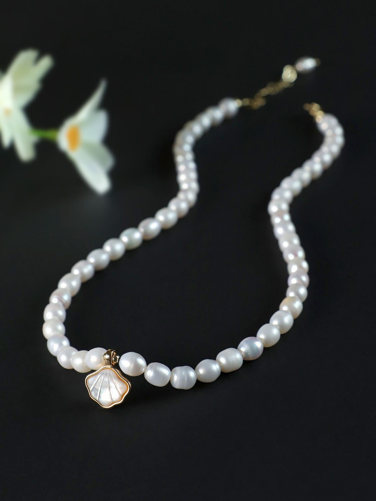 Freshwater Pearl Ginkgo Leaf Necklace